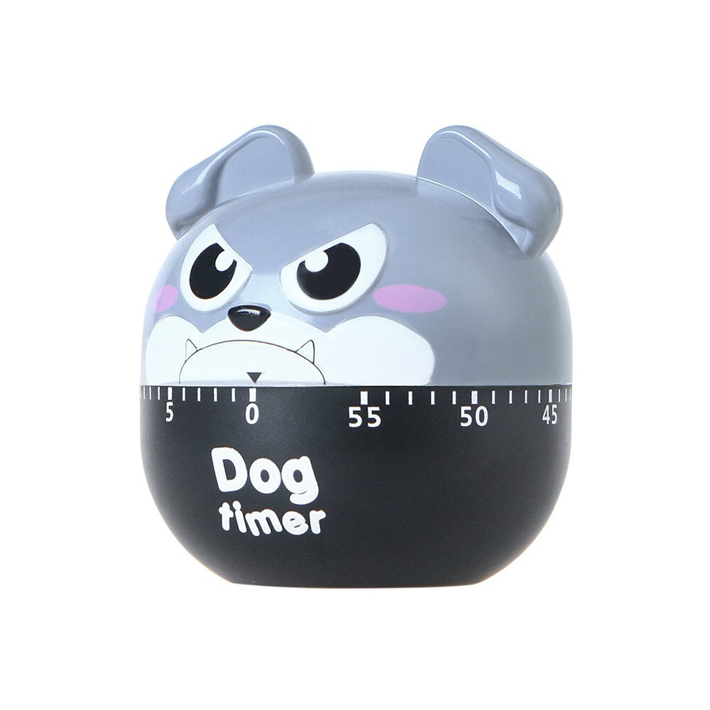 1PC Funny Lovely Animal Dog Timer Cartoon Kitchen Mechanical Clock Set Time Reminders Countdown Cooking Tools Supplies: Grey Blue