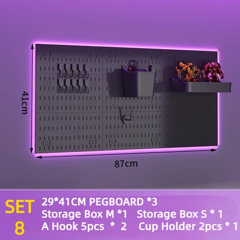 Organizador de pared de tablero de clavijas DIY sin perforaciones, accesorios colgantes, estante de organización, almacenamiento para garaje, ganchos, artesanías, cocina y habitación
