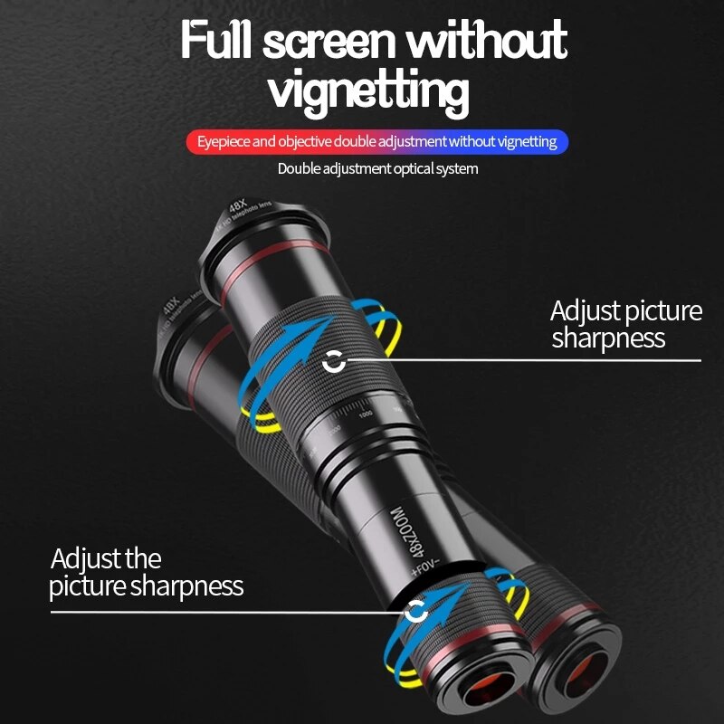 48X 4K Hd Telescoop Telefoon Camera Lens + Statief Monoculaire Telezoom Lens Voor Smartphone Iphone 13 Pro Max accessoires