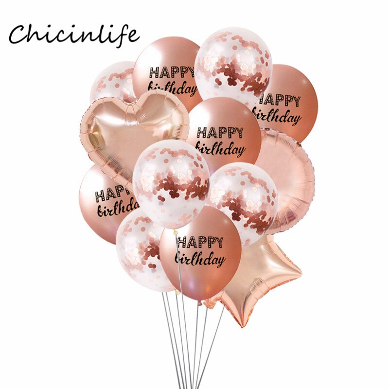 Chicinlife Rose gold Happy Birthday Latex Balloons Baby Shower Party Balloons Birthday party Decoration Birthday Balloon: C