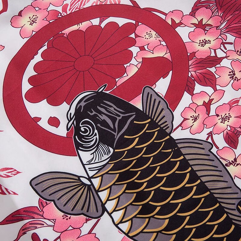 Japanese Kimono Jacket Koi Fish Printed Harajuku Hip Hop Men Japan Style Streetwear Jacket Summer Thin Clothes Loose Kimono