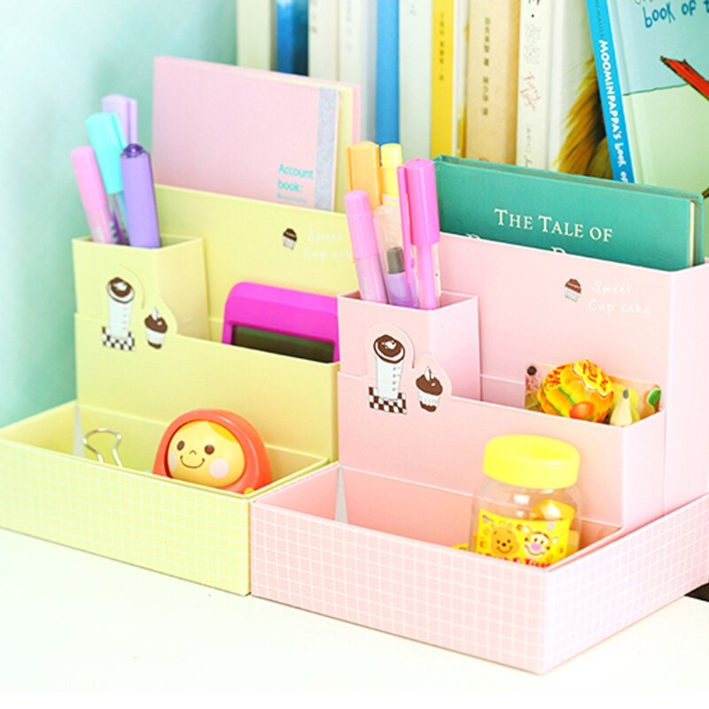 Caja de cartón para almacenaje escritorio artículos de papelería para decoración maquillaje estuche organizador de cosmética DIY