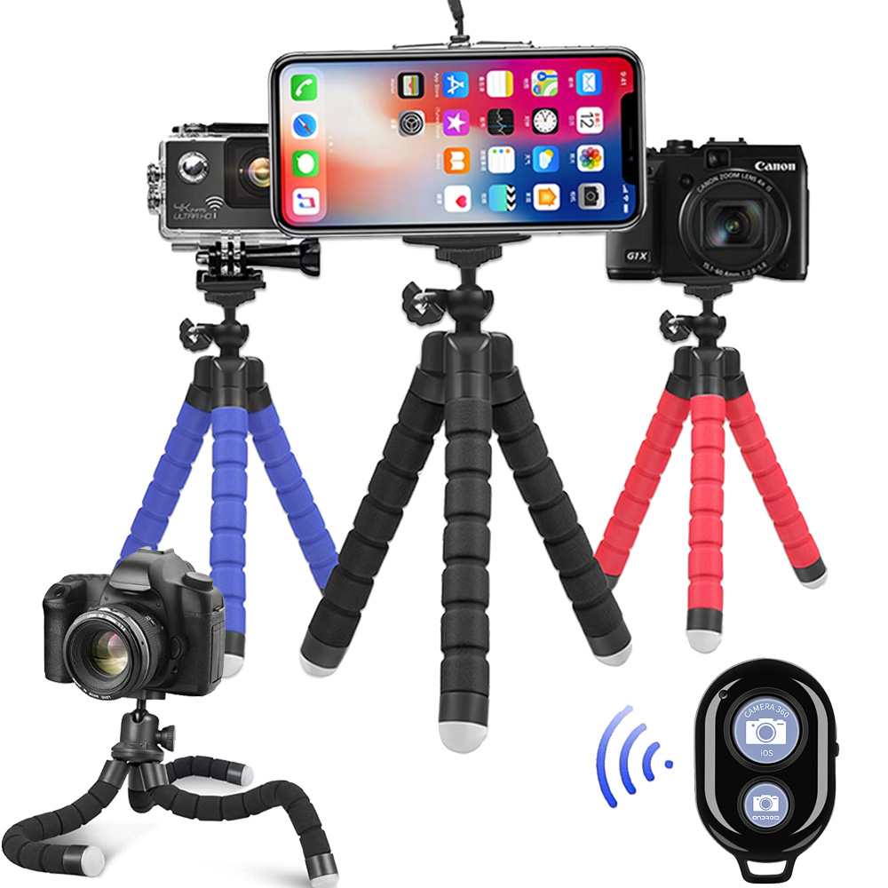 Statywy do aparatu w smartfonie Antypoślizgowy uchwyt na telefon Klips Statyw ze zdalnym sterowaniem Bluetooth do podróży Camping Selfie