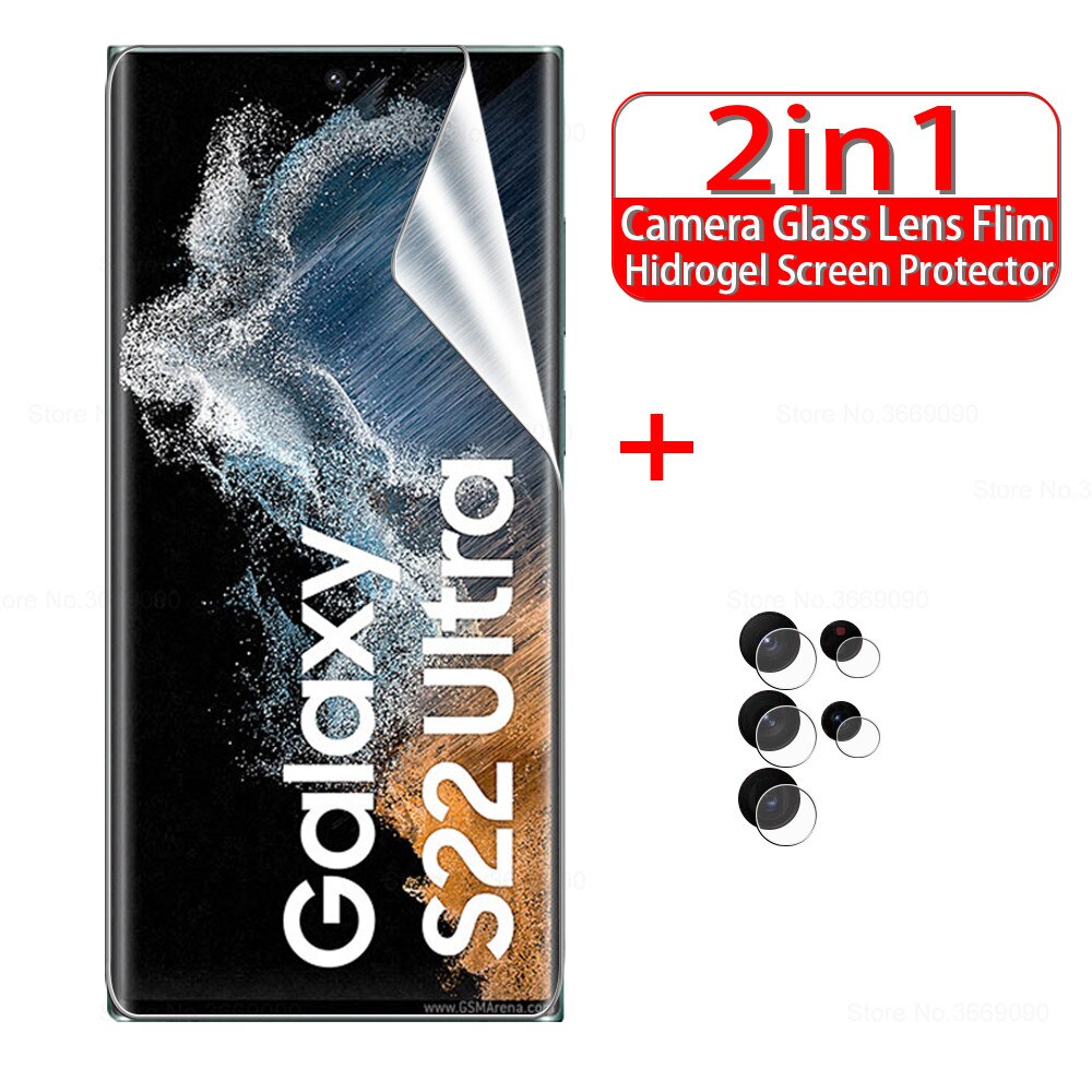 4in1 Hydrogel Film Screen Bescherming Voor Samsung Galaxy S22ultra S22 Ultra 5G Camera Lens Protectors Samsun S 22 Ultra zachte Film: 2in1