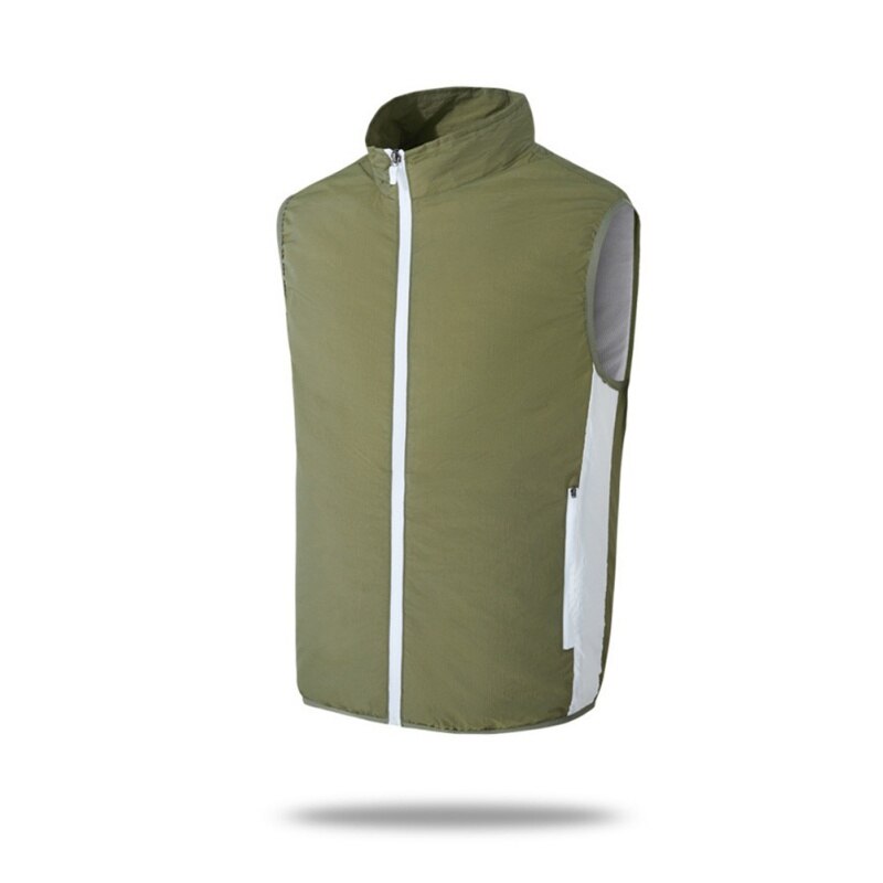 Été en plein Air refroidissement rapide pêche cyclisme gilet climatisation travail unisexe gilet USB ventilateur refroidissement randonnée gilet: Vert armée / XXXL