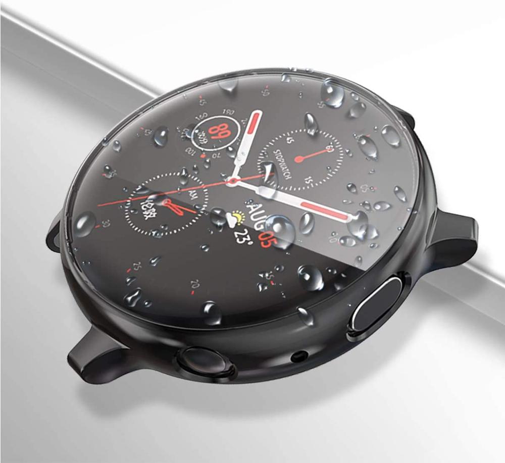 Case for Samsung galaxy watch active 2 44mm 40mm Full Coverage Bumper Case with Tempered Glass Screen Protector