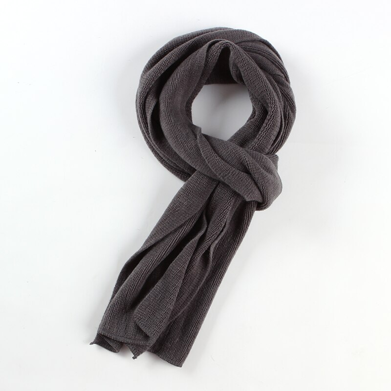 Mænd tørklæde strikket solide kashmir halstørklæder pashmina sjaler wrap kvinder foulard uld tørklæder vinter varm bufanda: Mørkegrå