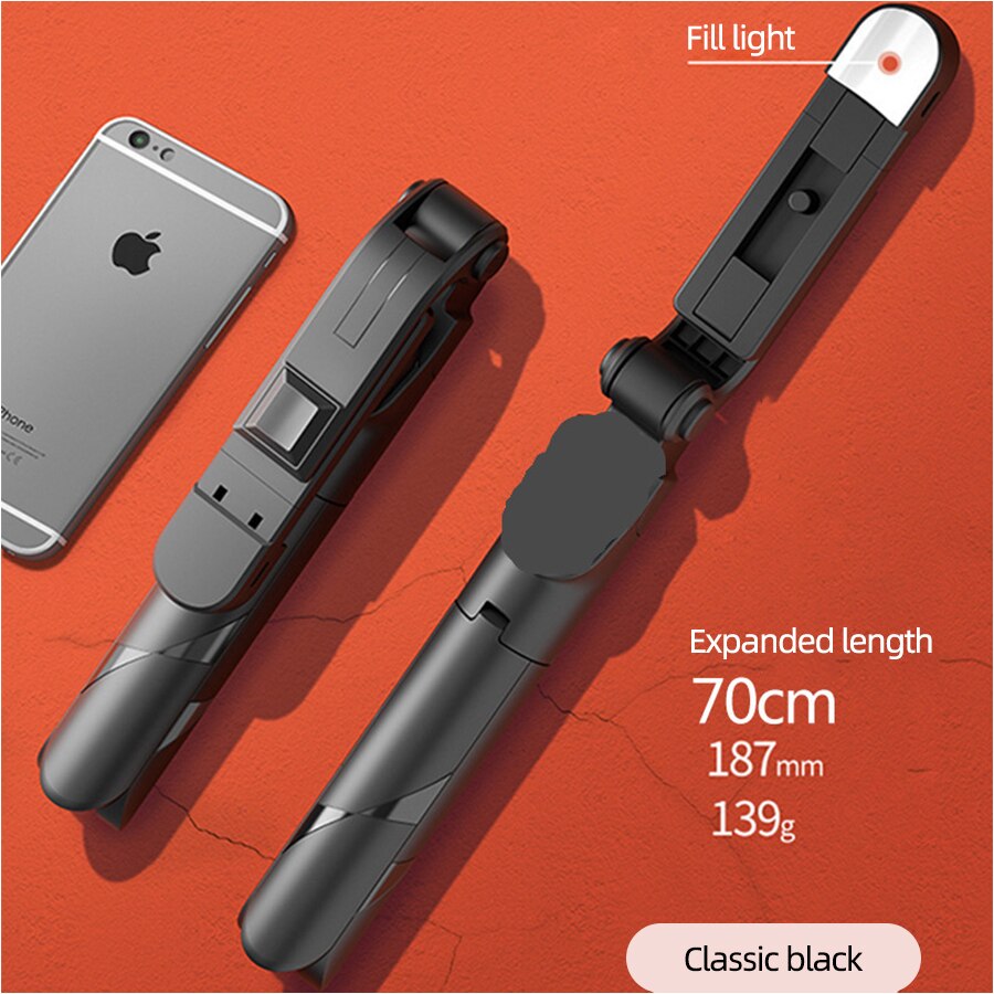 Multifunctional Bluetooth Control Selfie Fill Light Stick Mobile Phone Live with Tripod Beauty Ring Anchor Fill Light Photograph: black  with light