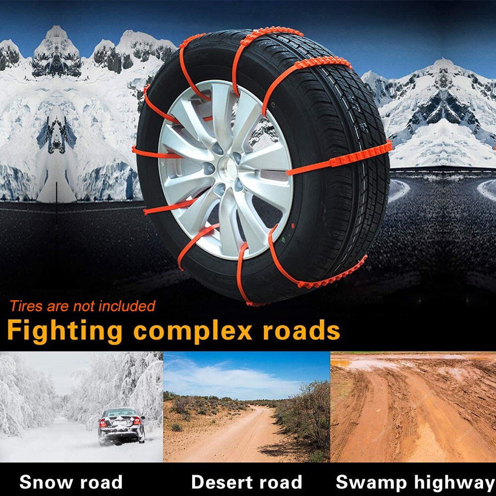 10 unids/pack coche de seguridad de Nylon camino de nieve vehículo hielo lluvia de emergencia antideslizante Universal automóviles rueda de barro neumático cadena
