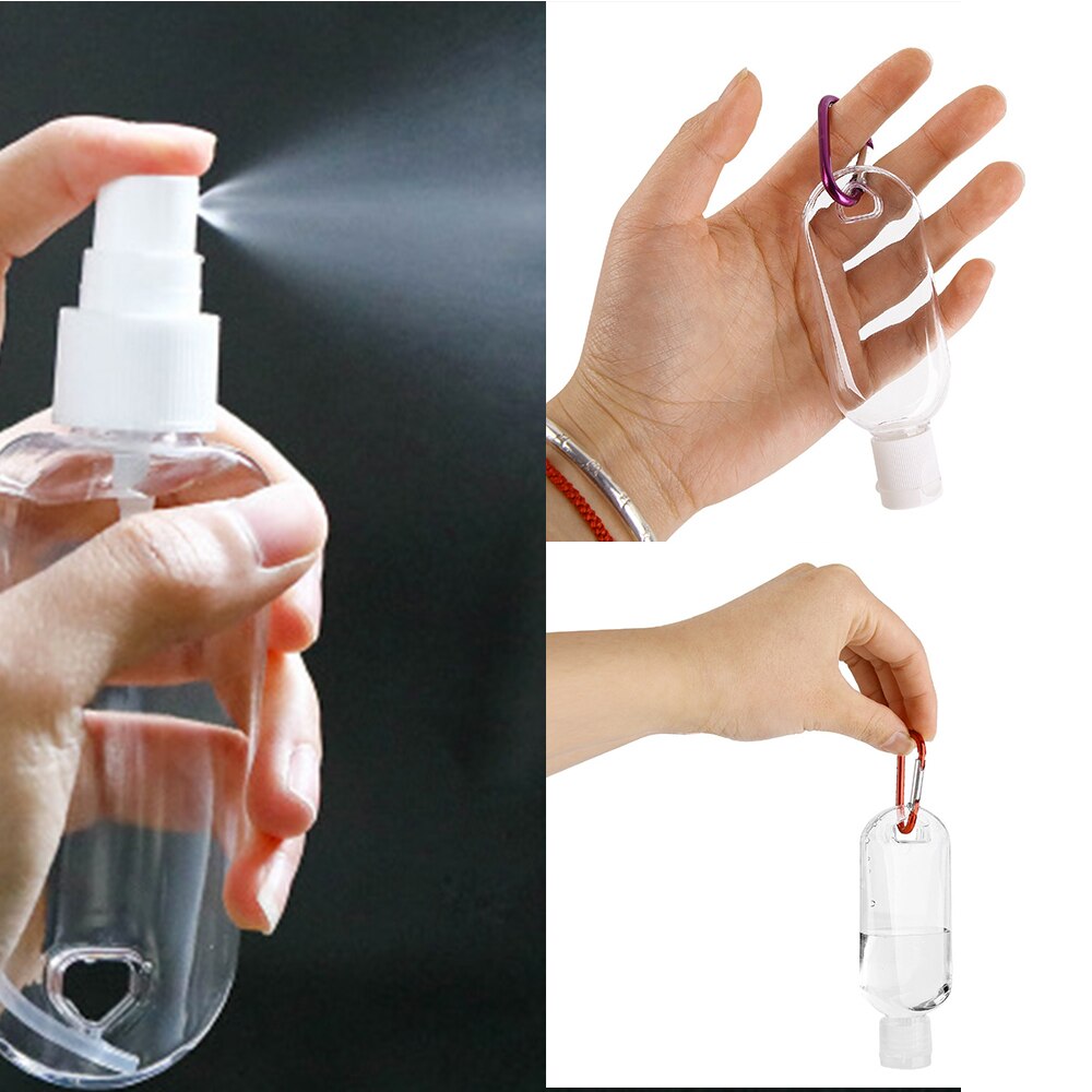 1/5 stk desinfektion alkohol sprayflaske gennemsigtig håndsprit flaske tom flaske lotion bærbar krog nøglering underflaske