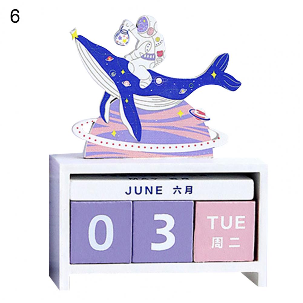 Useful Perpetual Calendar Rotatable Decorative Lightweight Cute Whale Deer Cartoon Perpetual Calendar: 6