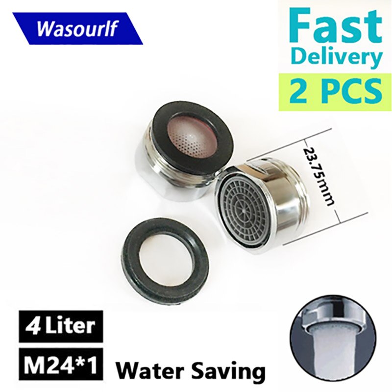 Wasourlf 2 uds aireador de grifo de ahorro de agua M24 rosca macho 2L 3L 4L accesorios de repuesto para grifo de cocina montaje burbujeador baño: Rojo