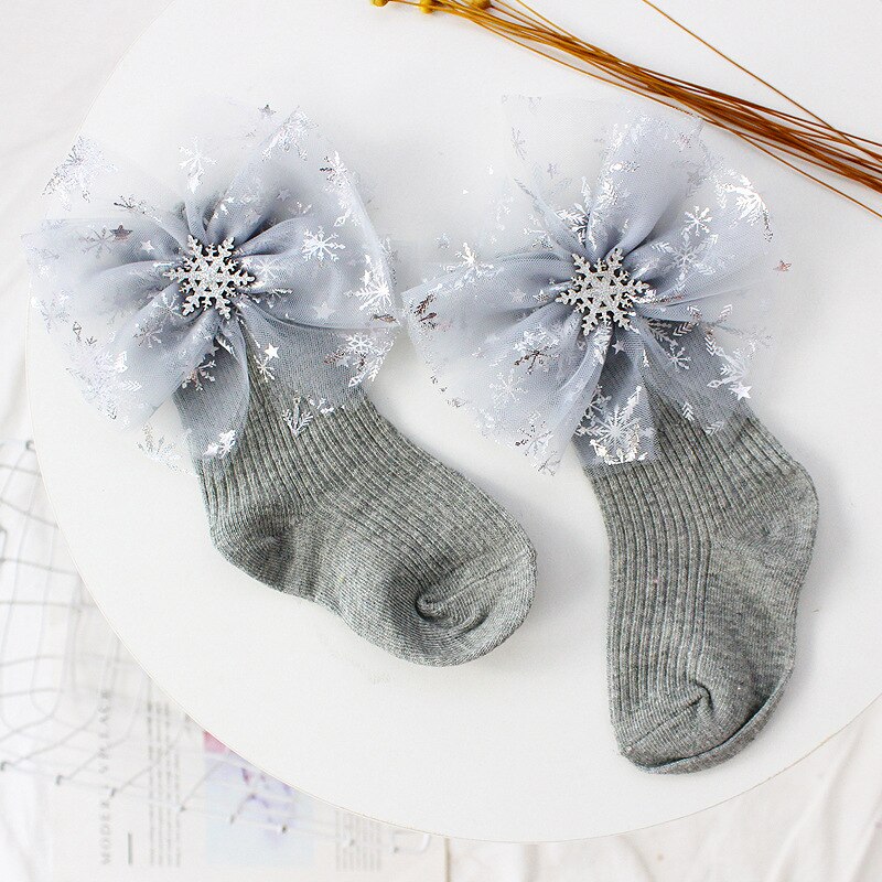 Kinderen Zuivere Katoenen Sokken Meisjes Boog Lente Herfst Prinses Sokken 0-10 Jaar Oud Koreaanse Versie Hoge Top baby Sokken: Gray Socks / 4 to 6 Year