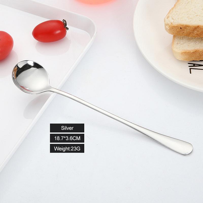 1pc Stainless Steel Mug Spoon 18.7cm 6Colors Round Head Coffee Spoon Long Handle Stirring Spoon Tea Spoon Dessert Spoon Tablewar: 01