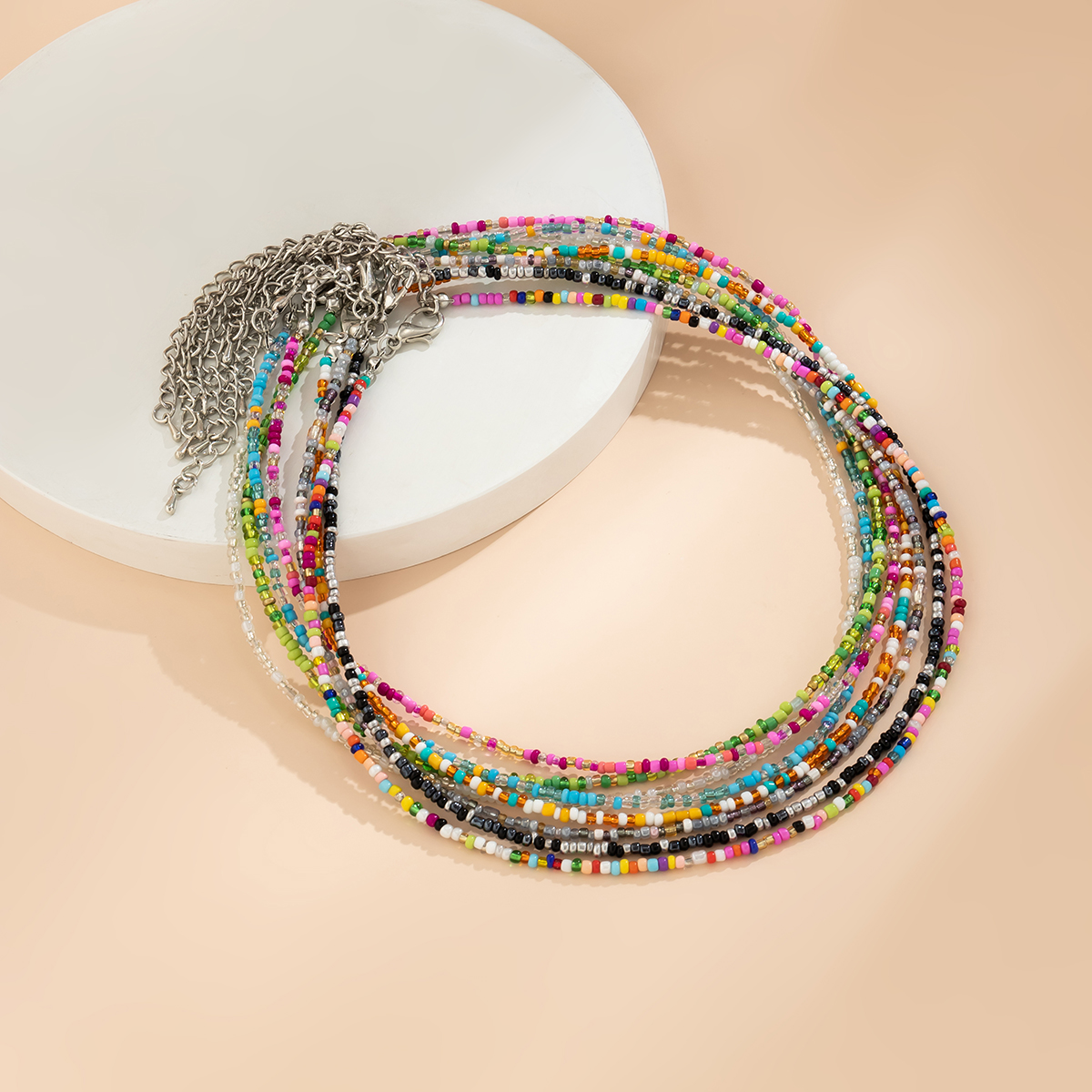 Salircon, collar bohemio de cuentas de semillas de colores mezclados, collar de clavícula, gargantilla con cuentas de arroz acrílico de tendencia, joyería de playa de verano para mujer