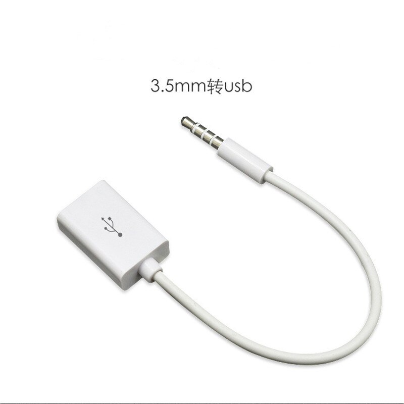 Car MP3 3.5mm Male AUX Audio Plug Jack To USB 2.0 Female Converter Cable Headphone Cable PVC for Car