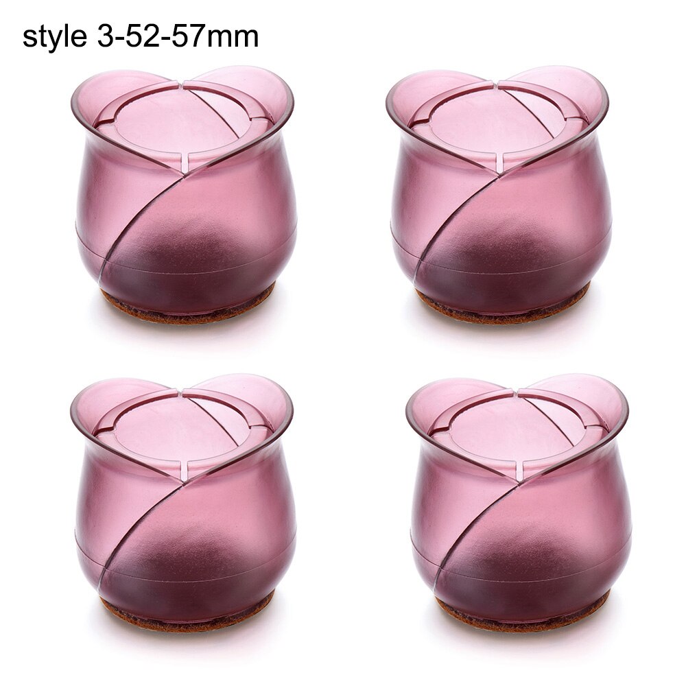 4Stck/einstellen Silikon Sessel Bein Kappen Fuß Pads Möbel Tabelle Abdeckungen Socken umhauen Beschützer runden Unterseite nicht-Unterhose Tassen: Stil 3-52-57mm