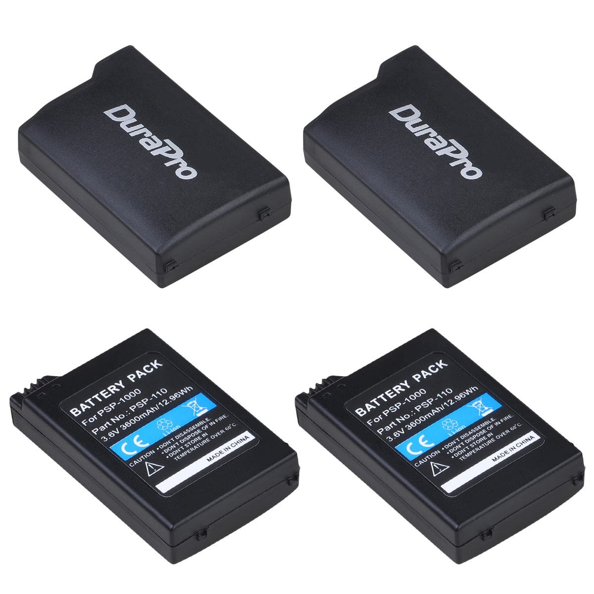 3600mAh PSP1000 Rechargeable Battery Pack for Sony PSP-110 PSP-1001 PSP-1000 Handheld Game Console: 4x Battery