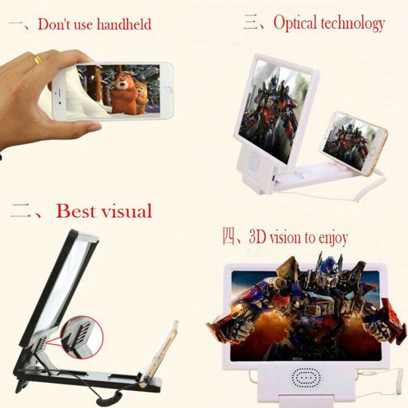 Mobile Phone Screen Magnifier With Bluetooth Speaker Enlarge Video Smartphone Amplifier Foldable Dock