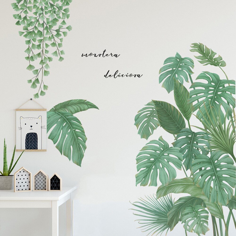 Grønne planter wallsticker stue soveværelse baggrund boligdekoration tapet til vægdecals kombination klistermærker