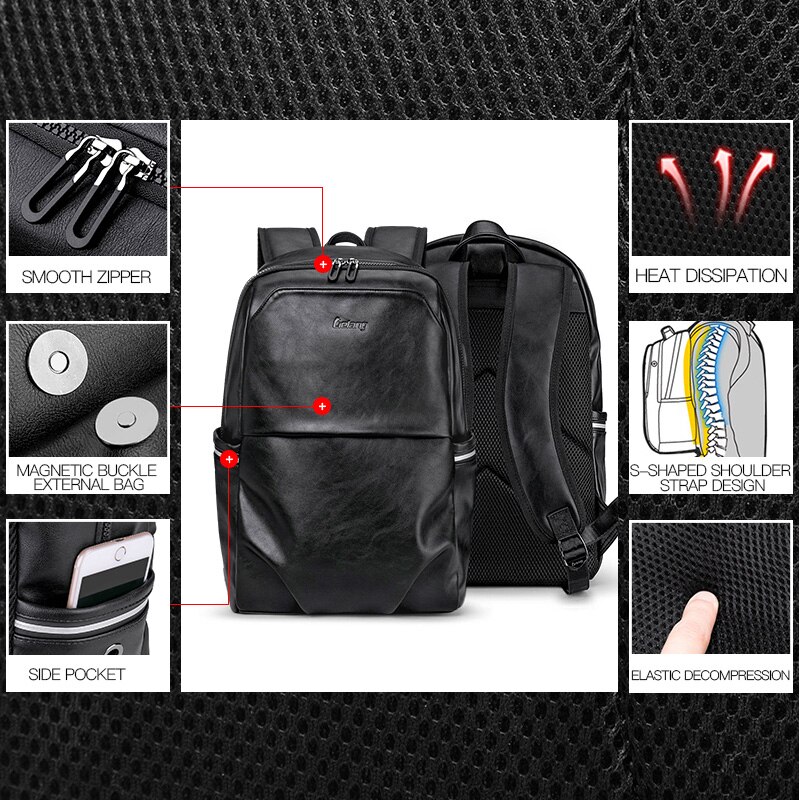 Lielang skole rygsæk vandtæt 15.6 tommer læder rygsæk til laptop mænd rejser teenage rygsæk taske mandlig taske mochila