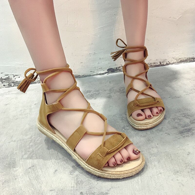 Fujin flad rem rom sandaler dame stil casual plus size slides strandsko åndbar taske hæl sandaler