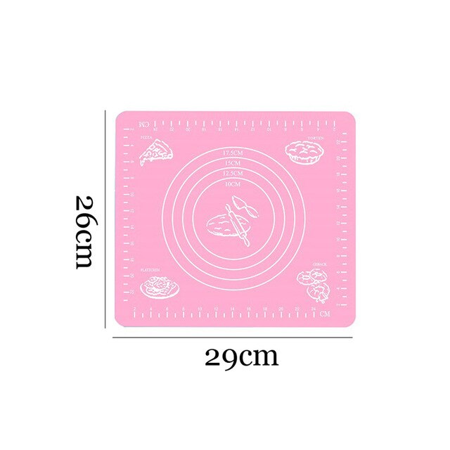 Siliconen bakmat verdikkingsmiddel bloem rolmat kneeddeegmat bakdeeg rolmat bakvormen: Roze -26 x 29cm