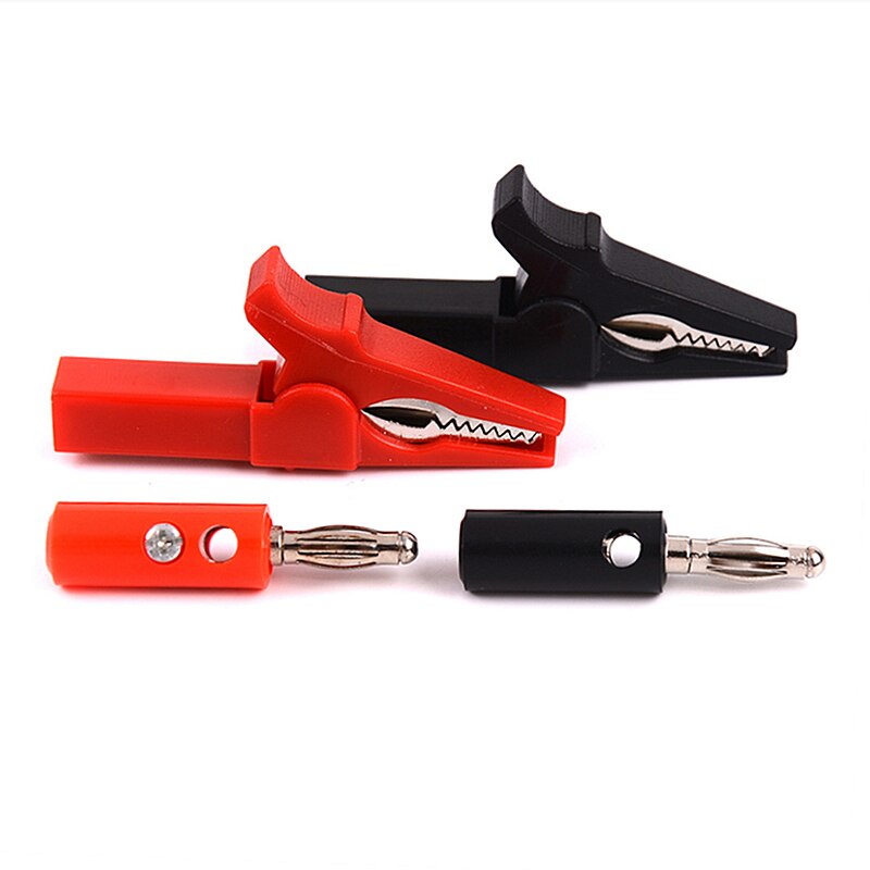 4 Stks/set Alligator Clips + Banana Plug Test Probe Met 4Mm Banaan Plug Kabel Clips Rood + Zwart 43mm/55Mm