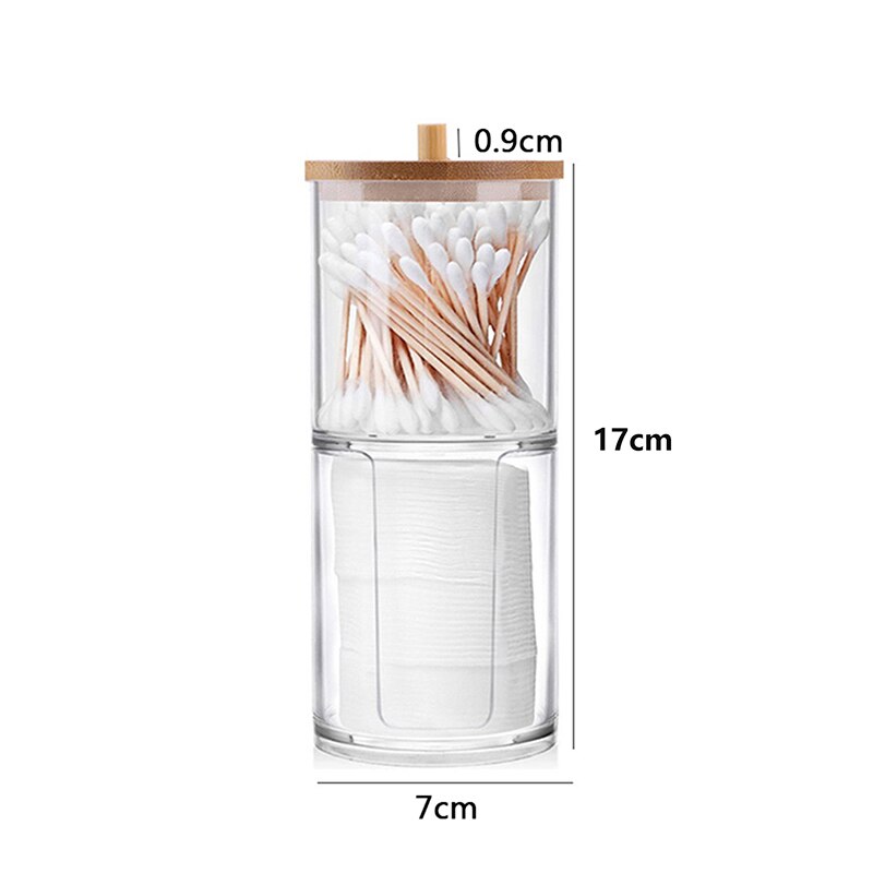Makeup Cotton Pad Organizer Storage Box For Cotton Swabs Rod Cosmetics Jewelry Bathroom Qtip Container with Bamboo Lid: I