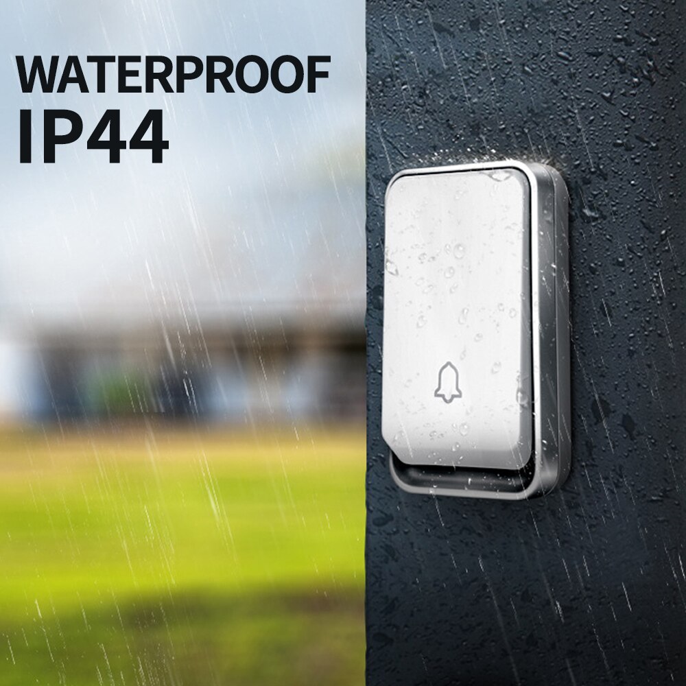 EU Plug Wireless Self-powered Smart LED Light Doorbells Button and Receiver No Battery Requiring with 1/2 Button 1/2 Receiver