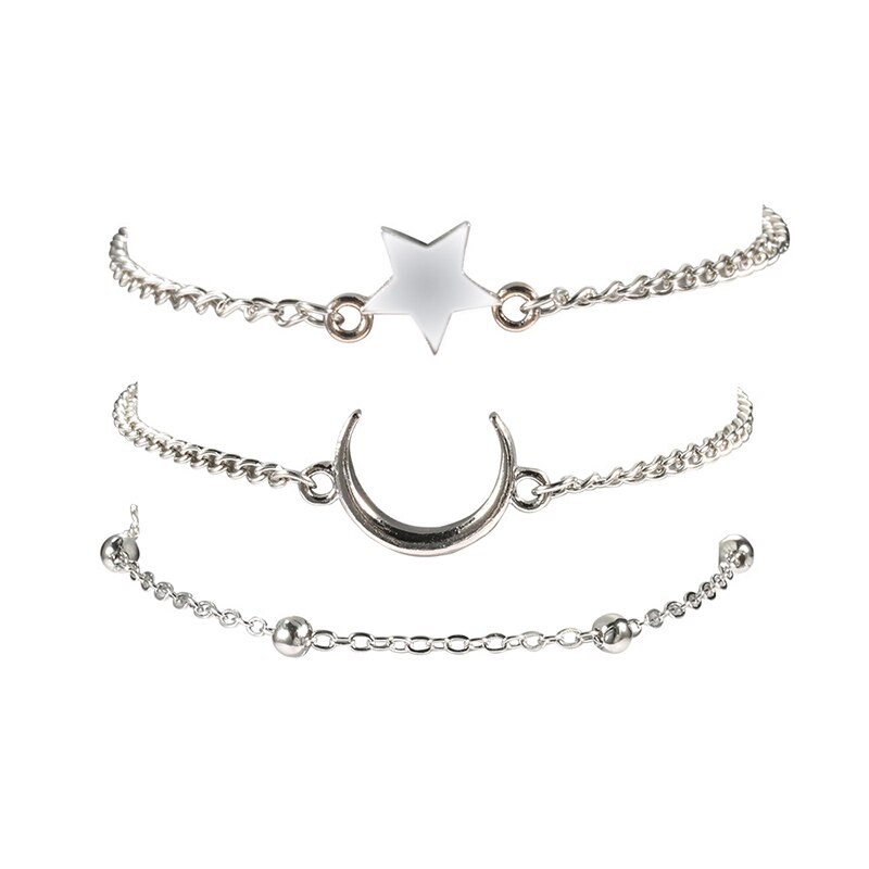 3-stück Einfache Sterne Mond Perle Metall Armbinde einstellen charmant frauen Hochzeit Silber Farbe Armbinde Mädchen Partei schmuck