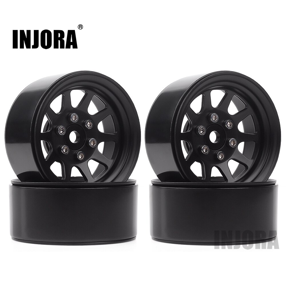 INJORA 107 gr/teile Metall Legierung 1,9 Beadlock Rad Felgen für 1:10 RC Raupe axial SCX10 90046 Traxxas TRX4 Redcat Gen8: 09BK