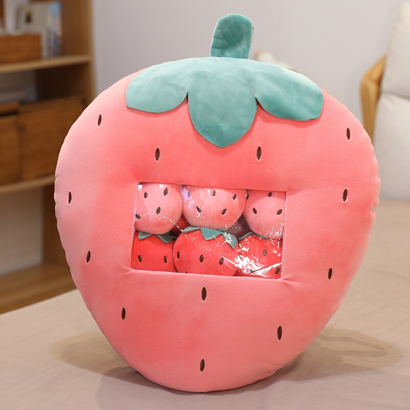 8 stk/pose kawaii kanin snack pude jordbær fyldt frugt dukke avocado/banan/gulerod baby fødselsdag værelse dekoration: Jordbær