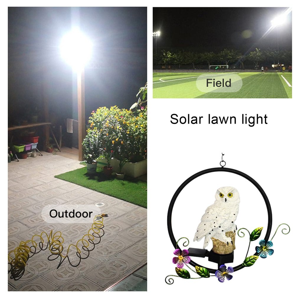 Lampe solaire extérieure hibou lumière à énergie solaire, hibou en pierre pour la lutte contre les ravageurs des oiseaux épouvantail jardin cour décoration