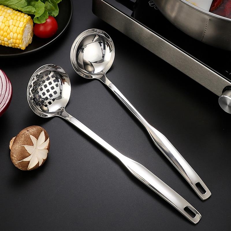 1 psc Slotted Spoon and Soup Ladle Set Thickening Long Handle Cooking Utensils Kitchen Cooking Tools Accessories