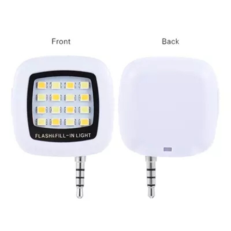 Mini Android Portable 16 Selfie Flash LED caméra lampe lumière pour iPhone Samsung Xiaomi 3.5mm prise Jack téléphones mobiles lentille