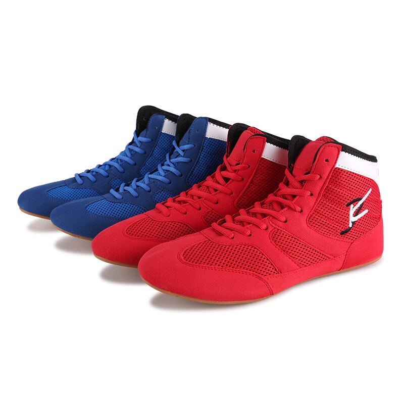 Mens Wrestling Shoes Annti Slip Boxing Sneakers Red Blue Light Weight Wrestling Sneakers Men Breathable Boxing Shoes Boy