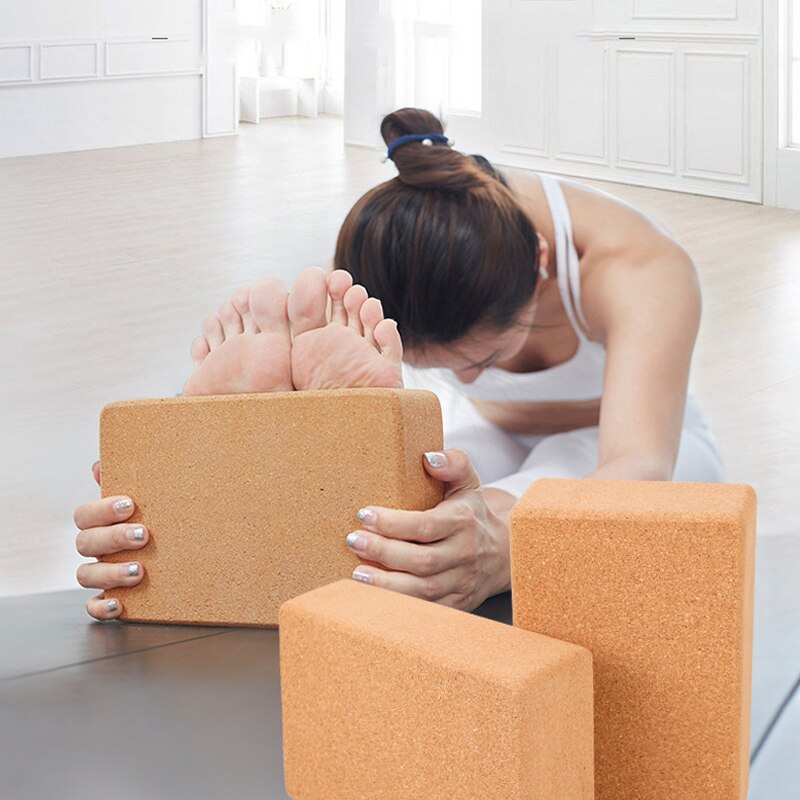 2 stk yoga blokksett sportsverktøy tilbehør bloque murstein bloques bloque yoga corcho kork tre yoga blokk gym tre alo pute