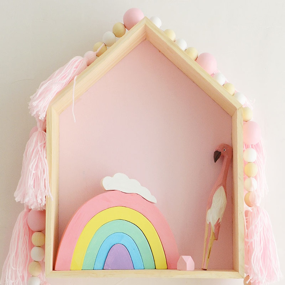 1/3 stk tre vegghylle barn barnerom tre hylle veggpynt diverse håndverksholder stativ soverom stue dekorasjon