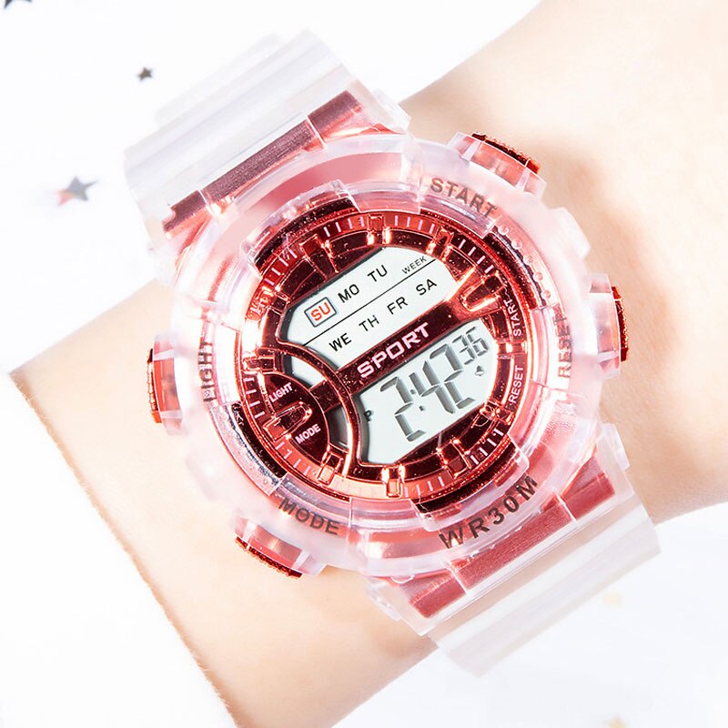 Led Horloges Digitale Horloges Sport Elektronische Horloges Zijn Waterdicht En Transparante: red