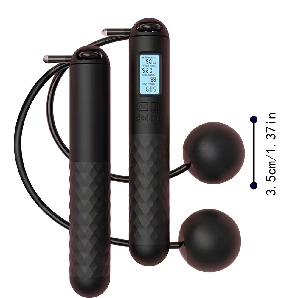 Cuerda de saltar ponderada, cuerda de saltar sin cuerda para Fitness con contador inteligente, cuerda de saltar inalámbrica para accesorios de Fitness: Negro