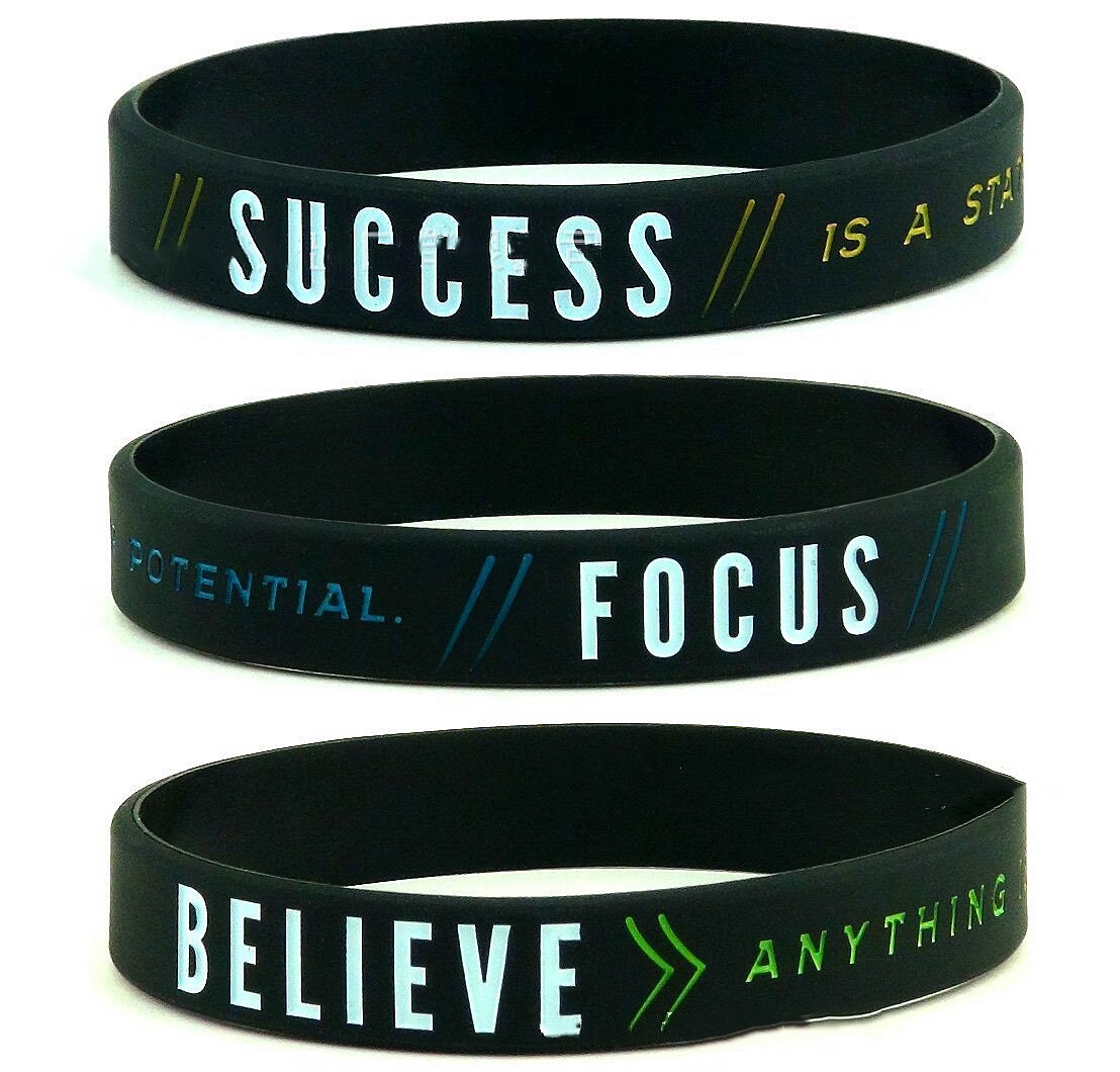Succes Focus & Geloof Motivatie Silicone Sport Armbanden & Bangles Fluorescerende Rubber Fitness Polsband Armband: Focus