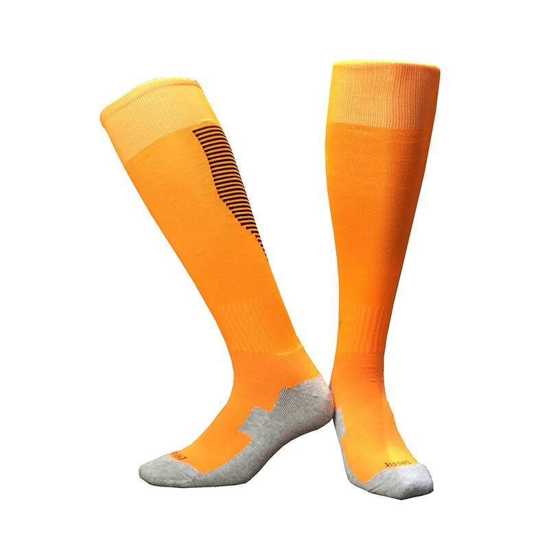 5 Pairs/lot Spring Autumn Sports Socks Men Football Socks Women's Towel Bottom Long Knees Breathable Basketball Socks HEQ550: Orange black stripes