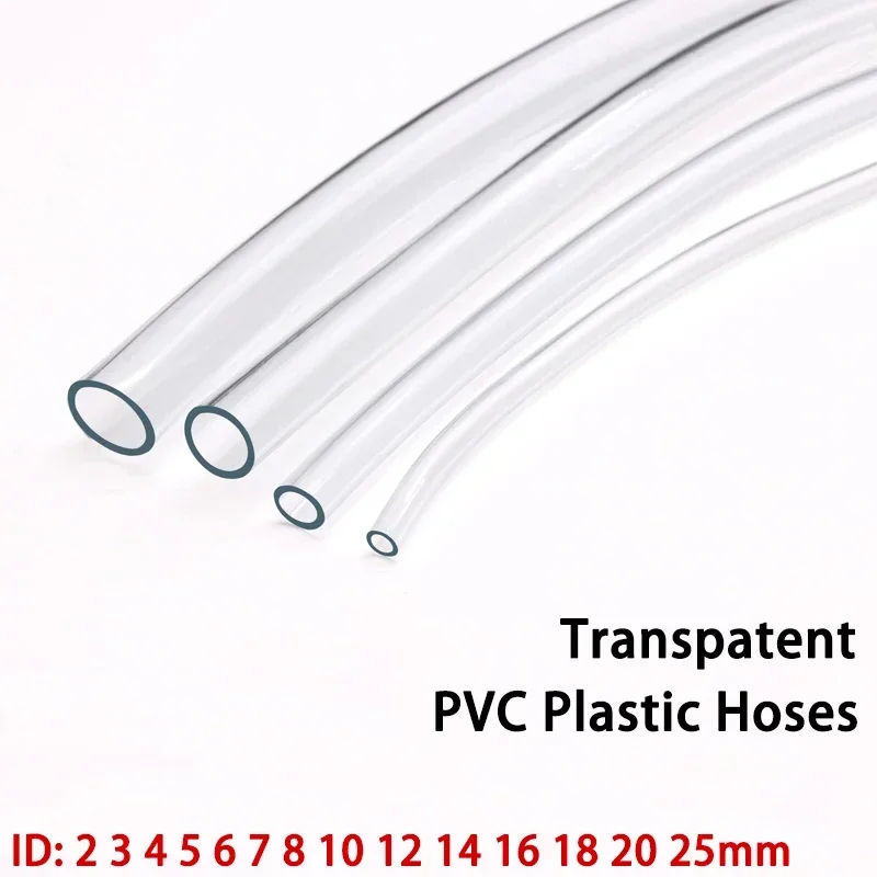 1M/3M PVC-Softschlauch ID 2 3 4 5 6 8 10 12 14 16 18 20 25 mm geruchloser Kunststoff transparenter hochwertiger Wasserpumpen-flexibler Schlauch
