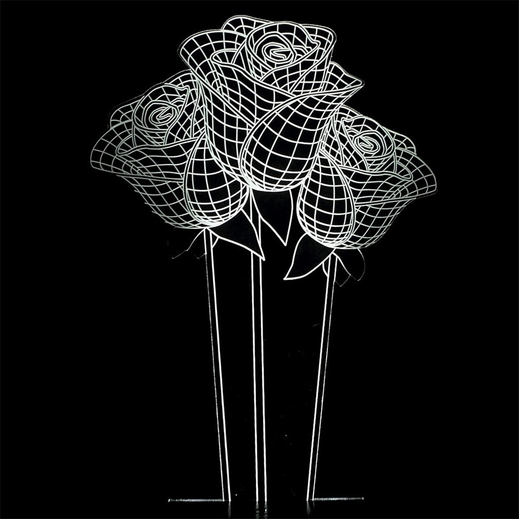 3D LED Desk Lamp USB DC 5V Nightlight Rose Flower Light Home Decor