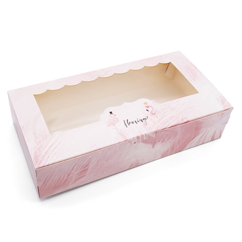 20 stk 27 x 13.5 x 6cm cupcake kasser og emballage vindue flamingo dot rose stor kasse bryllupsfest madkasse papirboks bagning: -en