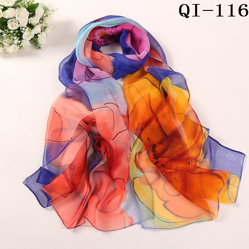 Multiple Colour Lotus leaf Flower Chiffon Georgette Bandana Scarf Women Foulard Long Shawl Summer Hijab 50*160CM