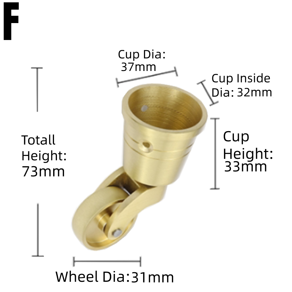 1/4 pièces multi-tailles universelles rondes tasse roulettes en laiton meubles robustes jambes roues pour canapé chaise armoire Table de Piano: 3 pouces / green