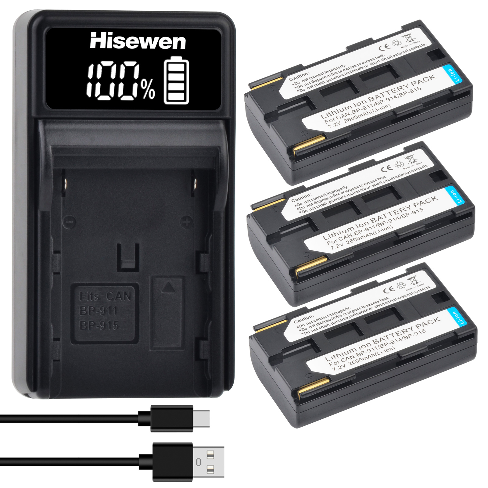 BP-911 BP-911K BP 911 BP-914 BP-915 Battery and Charger for Canon BP911 BP914 BP915 E1 E2 E30 ES50 ES6500V ES7000V ES8000V: RED