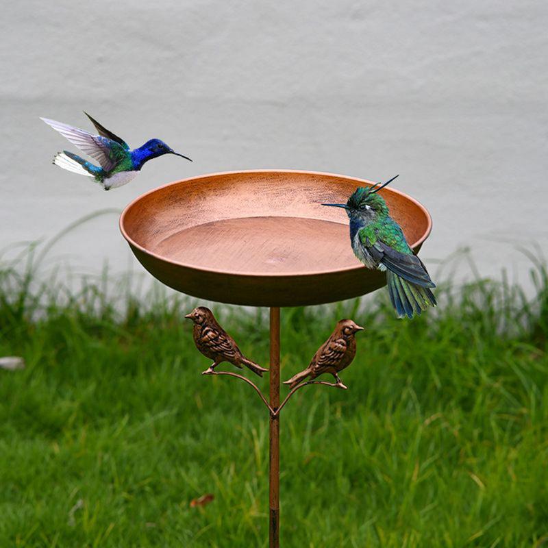 Vogelbecken für den Außenbereich, Metall-stehender Garten-Vogelbad-Schüssel, Metall-Vogelbad-Futterspender, rostfrei, 32 Zoll hoch, für Garten, Terrasse, Hof